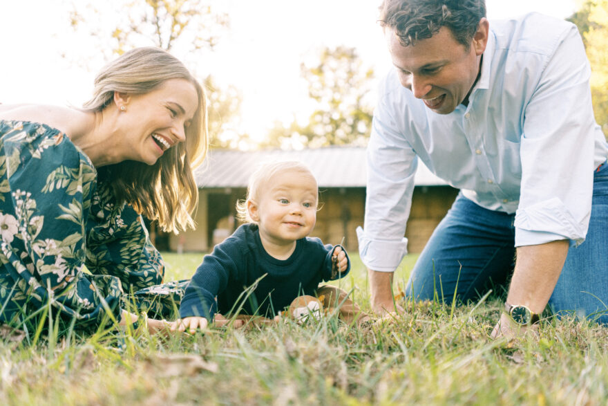 TeriLyn Adams with her husband and son and sharing Dresses for Fall Family Photos