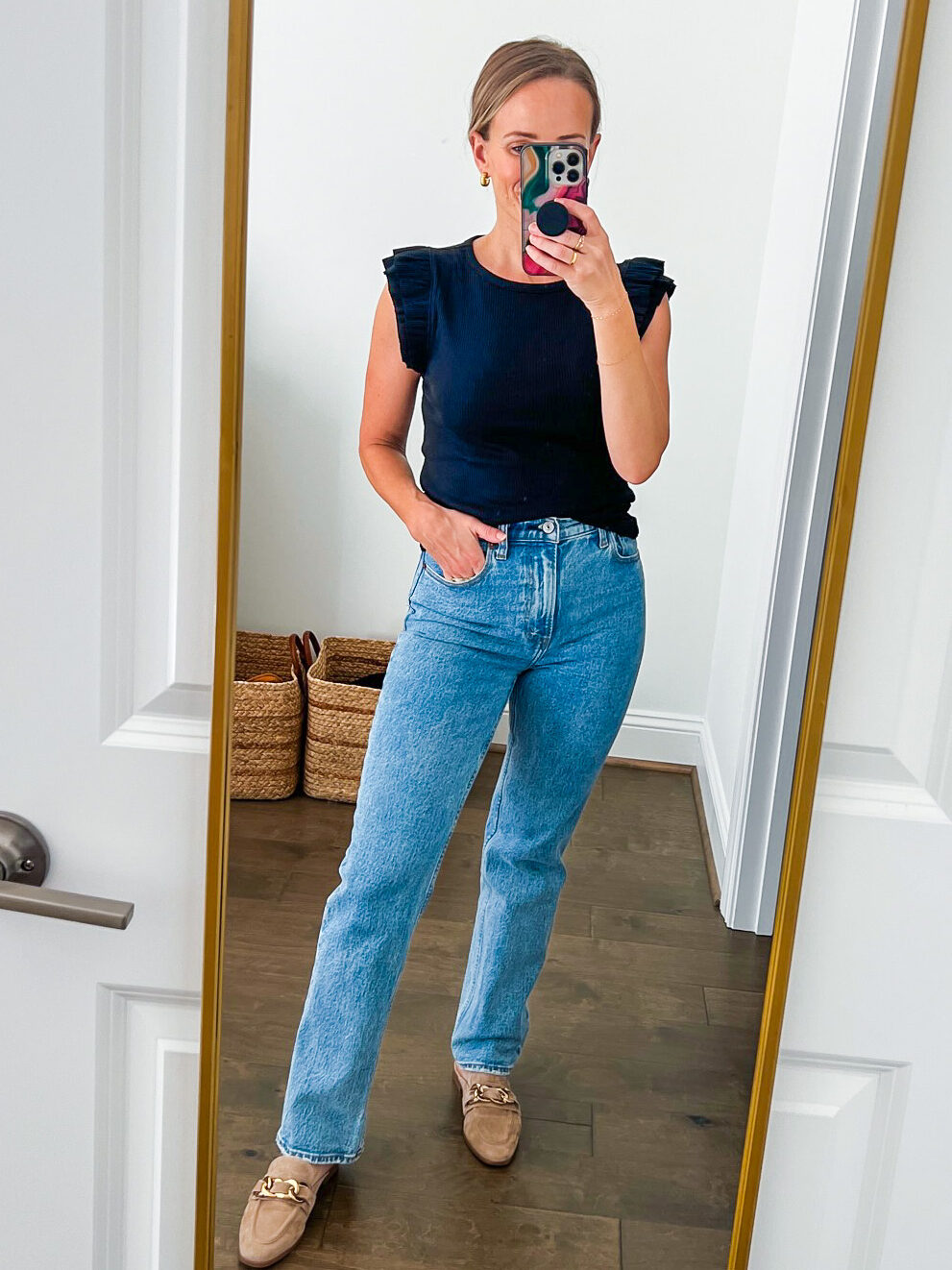 TeriLyn Adams wearing the Ultra High Rise 90s Straight Jeans 