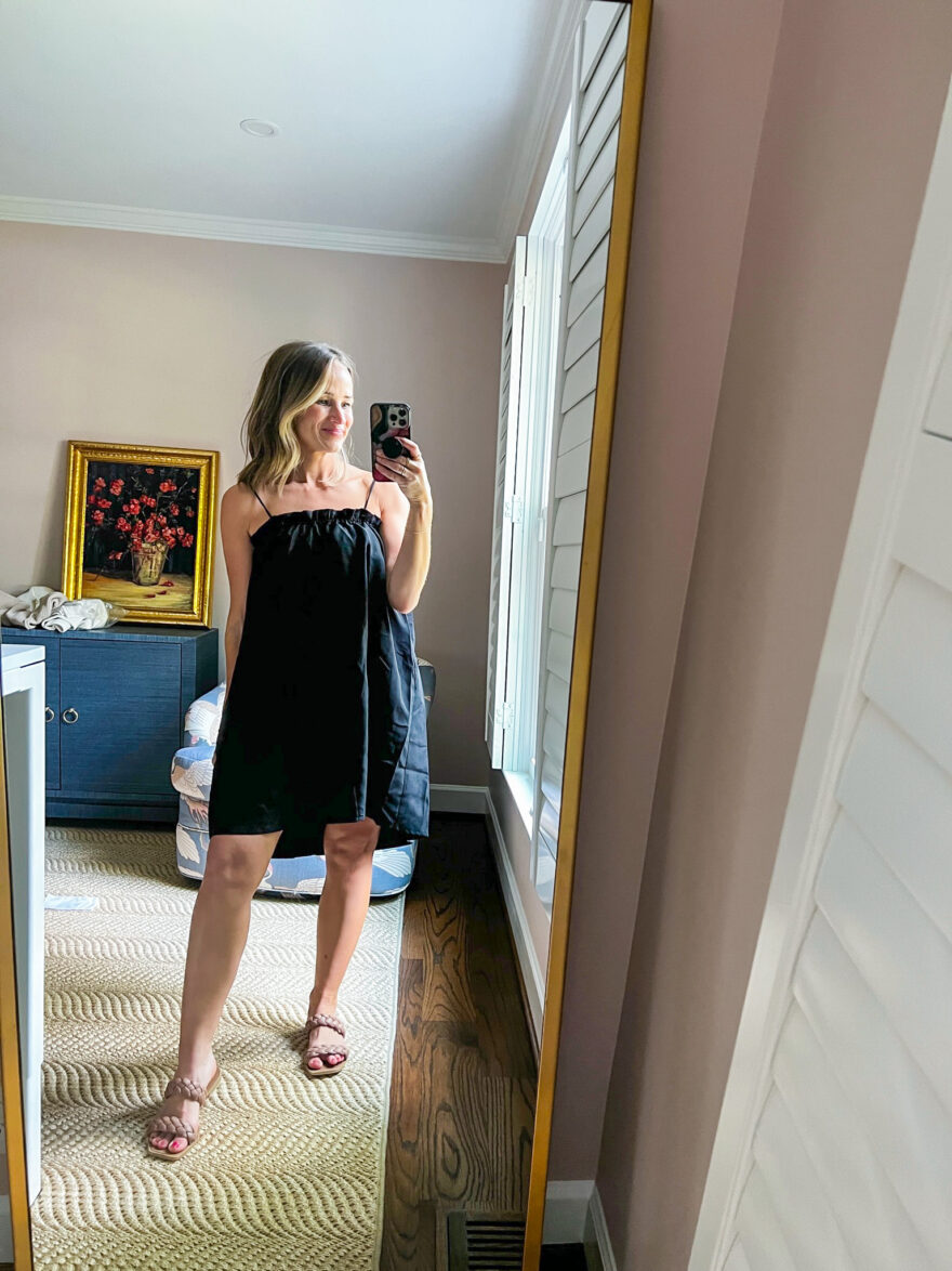 woman wearing Spaghetti Straps Sleeveless Mini Dress