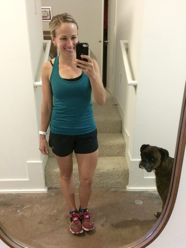 Terilyn Adams wearing the Fabletics oula tank circa 2018