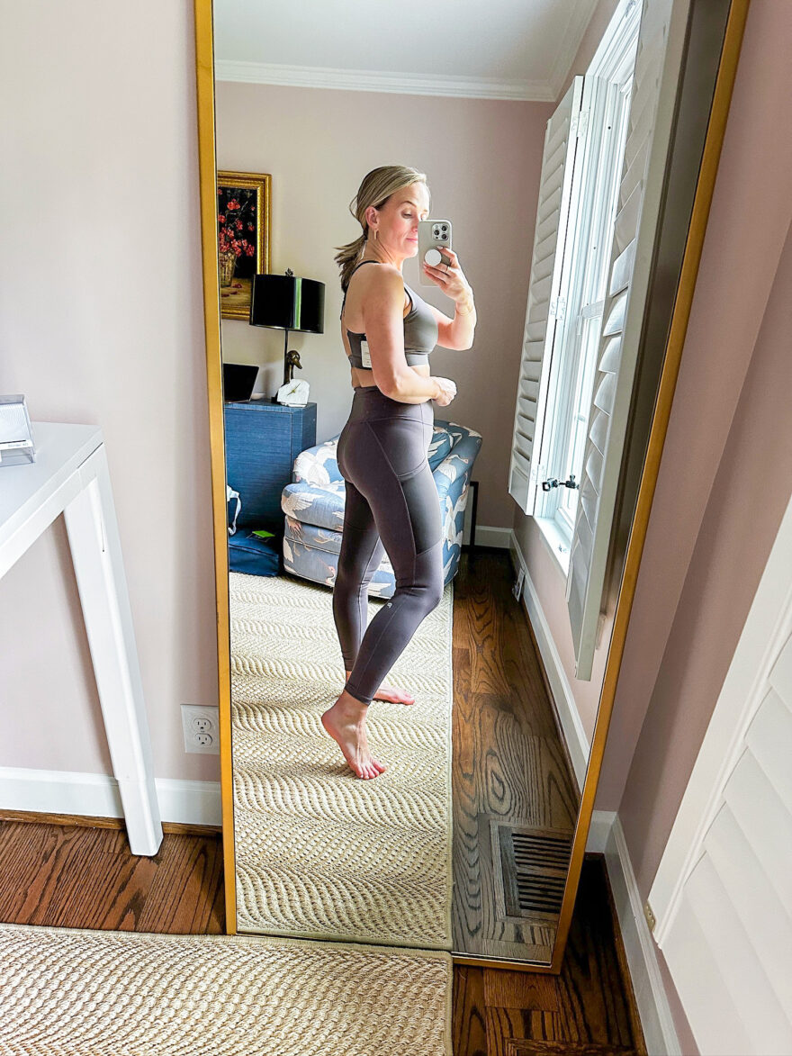 TeriLyn Adams wearing the All Day Every Day Low Impact Bra with On-The-Go Powerhold High-Wasted Legging that includes pockets