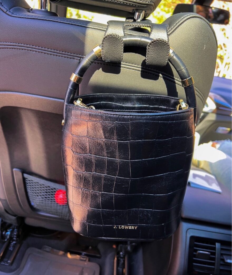 purse hanger to help organize your car and  organize your life