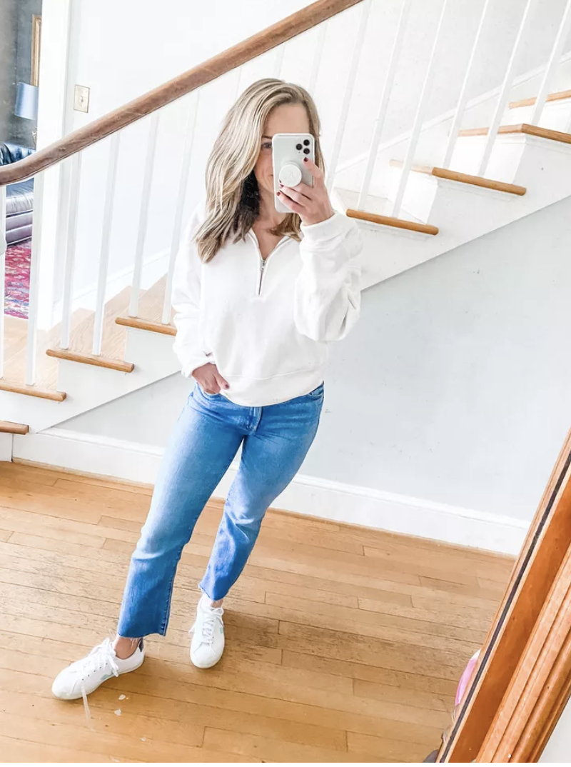 Crop Step Fray Jeans casual outfit