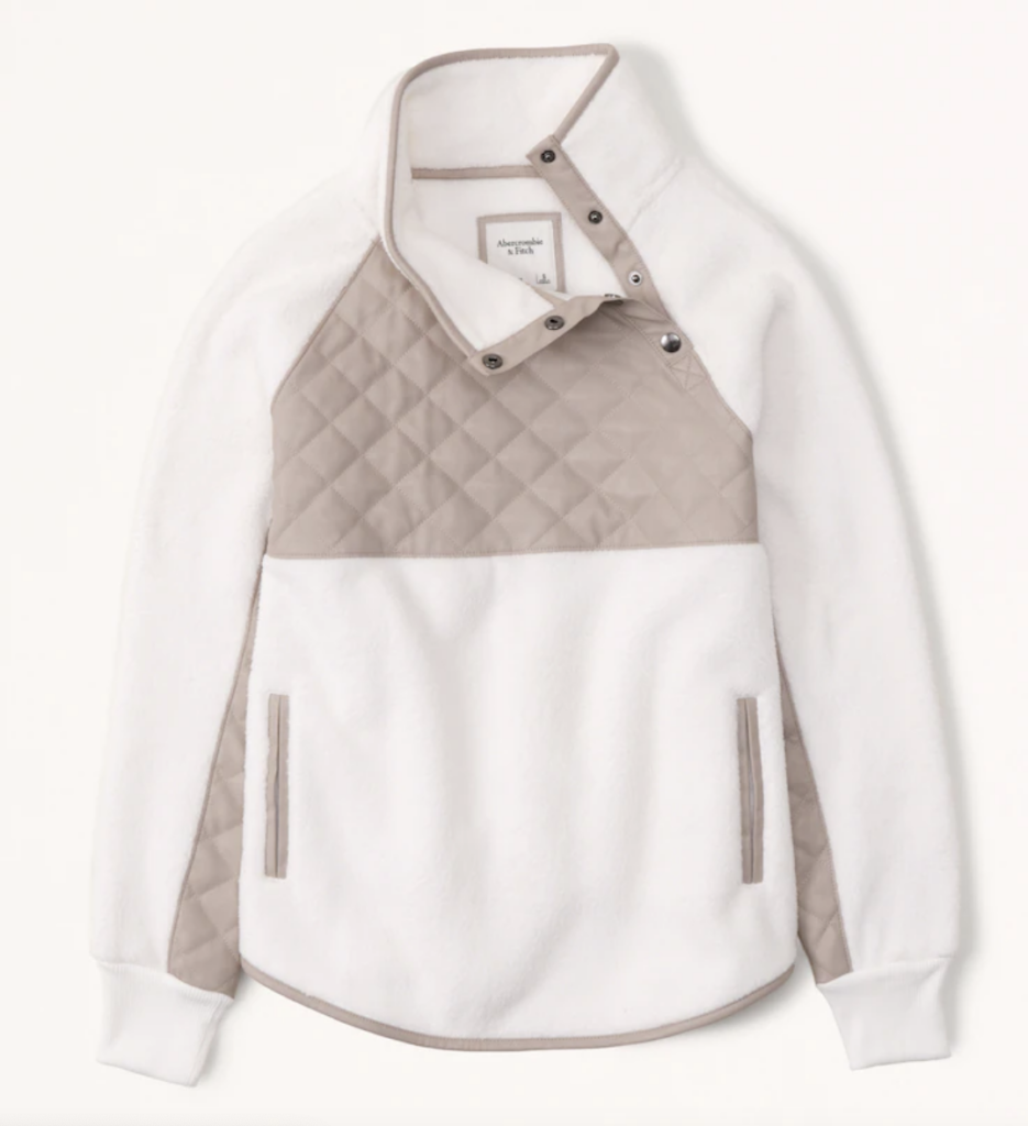 Asymmetrical Snap-Up Fleece Abercrombie Essentials